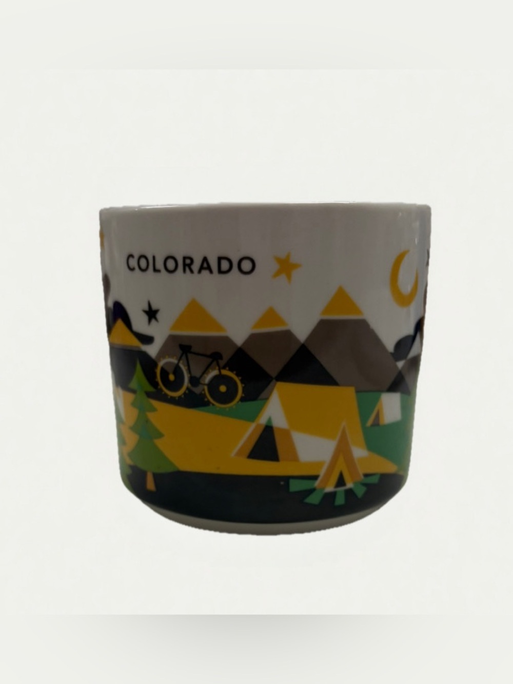 Starbucks Colorado Camping Ceramic Mug - White, Yellow, Green, Black